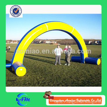 Porte gonflable bleu et jaune, porte publicitaire gonflable, arche gonflable